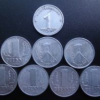 8x 1 Pfennig DDR