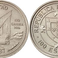 Portugal BU/ Stgl. 100 Escudos 1987 "Nuno Tristao/ Rio Gambia 1446