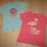 2x superschönes T-Shirt ESPRIT Gr. 140/146 rosa & Hellblau top (0916)