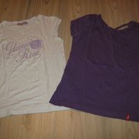 2x schönes T-Shirt EXIT & edc by ESPRIT Gr.140/146 lila weiß top (0916)