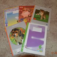 5 Schulhefte (1 x liniert, 2 x kariert, 2 x unliniert)
