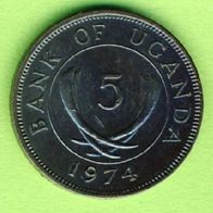 Uganda 5 Cents 1974 RAR