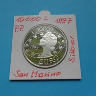 San Marino 1997 10 000 Lire PP Silber - Libertas im Sternenkreis * *