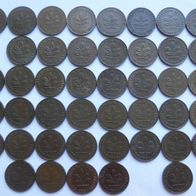 Sammlung 2 Pfennig BRD Deutschland Bronze fast komplett 44 Stück