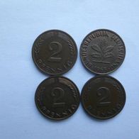 2 Pfennig BRD Deutschland bronze Satz 1965 DFGJ