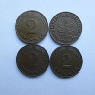 2 Pfennig BRD Deutschland bronze Satz 1966 DFGJ