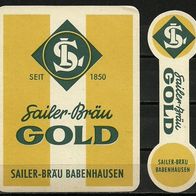 ALT Bieretikett GOLD Sailer-Bräu † 1965 Babenhausen Unterallgäu Schwaben Bayern