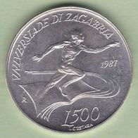 San Marino Silber Stgl. 500 Lire 1987 Universitätsmeisterschaften in Zagreb