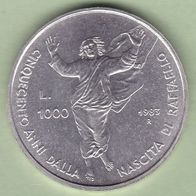 San Marino Silber Stgl. 1000 Lire 1983 "Auferstehung Christi" Raffaello Sanzio
