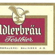 Bieretikett "Adlerbräu Festbier" Adlerbrauerei † 1991 Balingen Zollernalbkreis