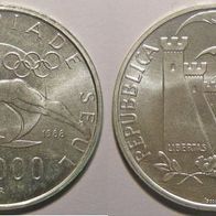 San Marino Silber Stgl./ BU 1000 Lire 1988 XXIV. Sommer-Olympiade in Seoul