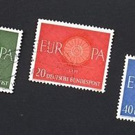 Europamarken BRD Nr. 337 bis 339 von 1960
