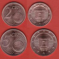 2015 Lose Kursmünzen Malta UNC 2 Cent & 5 Cent Prägefrisch