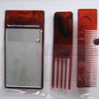 Taschenspiegel mit 2 Kämmen in Plastikmäppchen - fabrikneu