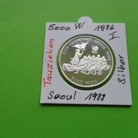 Korea 1986 5000 Won Silber PP Olympia Seoul 1988 Tauziehen * *