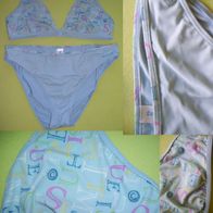 Teisumi Bikini Hellblau mit Buchstaben Rosa und Glitter Gr. 42