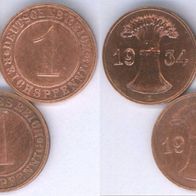 Münzen 1 Reichspfennig 1934 E 3er Set, EH sehr schön