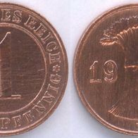 Münze 1 Reichspfennig 1935 D, Erhaltung sehr schön