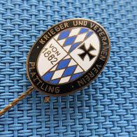 Krieger Veteranen Verein Plattling 1882 alte Anstecknadel :