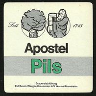 ALT ! Bieretikett "Apostel Pils" Eichbaum-Werger-Brauereien AG Worms/ Mannheim