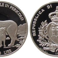 San Marino Silber PP/ Roof 10 000 Lire 1996 Wolf mit Jungtier