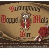 ALT ! Bieretikett "Doppel Malz" Brüder Reininghaus Brauerei AG Graz Österreich