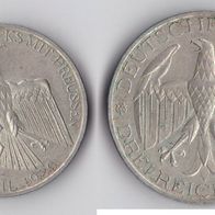 Dt. Reich Silber 3 Reichsmark 1929A, Waldeck Vereinigung mit Preußen