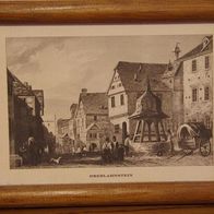 Zeichnung Oberlahnstein, Altes Rathaus, Brunnen, Brunnenstrasse