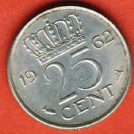 Niederlande 25 Cent 1962