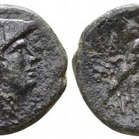 Griechenland Antike Bronze 15 mm, 3,99 g Antigonos Gonata Athena Trophy Pan Silenos