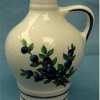 kleine Keramik-Vase - Weiß mit Henkel / Blumenmotiv - ca. 14 cm Länge
