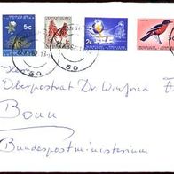 Luftpostbrief Süd-Africa nach Bonn 1962 mit 7 Marken