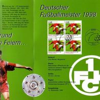 Erinnerungsblatt "Der deutsche Fussballmeister 1998 präsentiert seine Briefmarke"