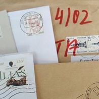 Belege E2150, 2157 2er Streifen eine Marke mit Filzstift verschmutzt, E2158, E2159
