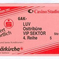 Ticket GAK - LUV Graz 31.10.1992 Grazer AK Osttribüne VIP Österreich Wetzelsdorf