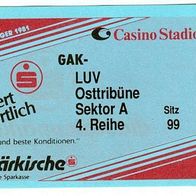 1) Ticket GAK - LUV Graz 1990er Osttribüne Österreich Grazer AK GAC Wetzelsdorf