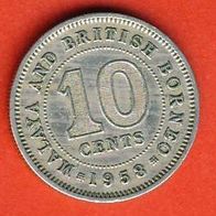 Malaysia 10 Cents 1958