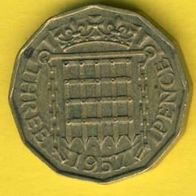 Großbritannien 3 Pence 1957