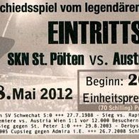 Ticket SKN St. Pölten vs SC Austria Lustenau 18. 5. 2012 VSE FCN Voith-Stadion