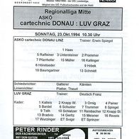 PRG ASKÖ Donau Linz vs LUV Graz 23. 10. 1994 -Wetzelsdorf Kleinmünchen Fußball