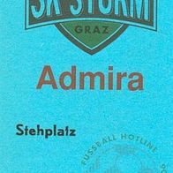 Ticket Eintrittskarte SK Sturm Graz - FC Admira Wacker 90s Stehplatz VfB Mödling