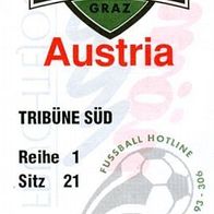 Ticket Eintrittskarte SK Sturm Graz - FK Austria Wien 90s Tribüne Süd FAK Gruabn