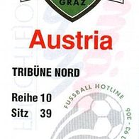 Ticket Eintrittskarte SK Sturm Graz -FK Austria Wien 90s Tribüne Nord FAK Gruabn