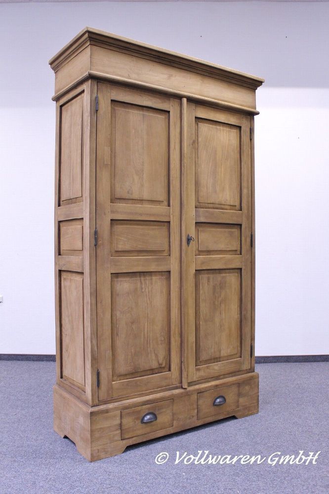 TEAK Dielenschrank SE50-1 Teakholz antik massiv Kleiderschrank