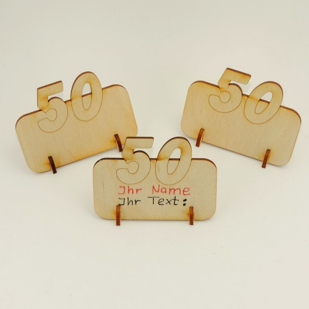 10 Platzkarten Tischkarte mit 50 Goldene Hochzeit Geburtstag Holz