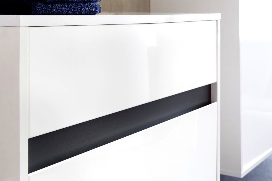Badschrank Hängeschrank weiss Hochglanz Lack grau Badezimmer Kommode