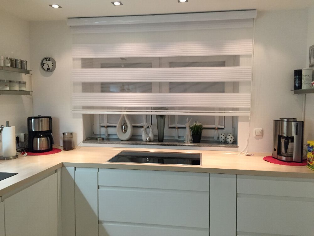 Weiße Hochwertige Doppelrollo Doppel Duo Rollo Duorollo Kettenzugrollo