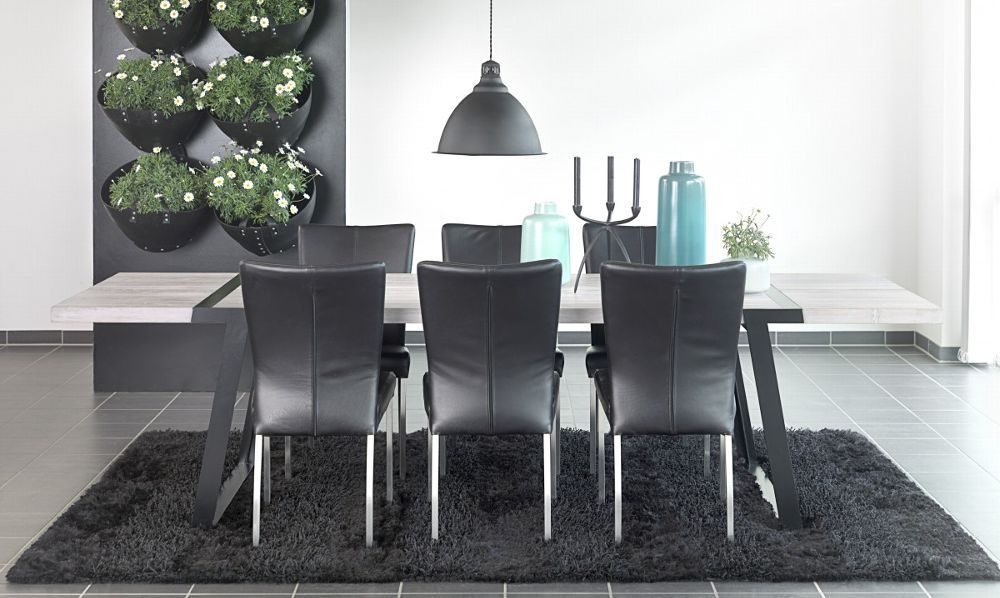 Tisch Esstisch Esszimmertisch Eiche Wildeiche massiv weiss geölt Eisen