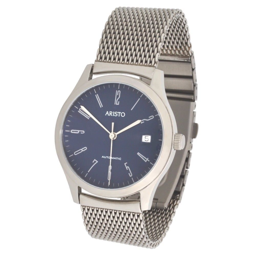 Montre Automatique Femme Aristo 4H129 MIL - Cadran Bleu, Bracelet Milanais Acier - Étanche 5ATM - Neuf