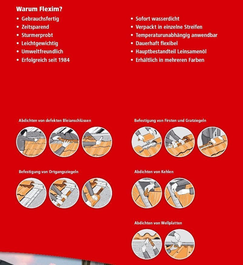 10er Set Flexim gebrauchsfertiger Dachmörtel Mörtel 10 Streifen versch